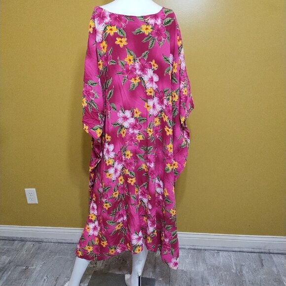 VTG Hawaiian Station Floral Pink Mumu One Size Tropical - Picture 5 of 6